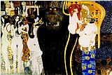 Gustav Klimt Canvas Paintings - Entirety of Beethoven Frieze left5